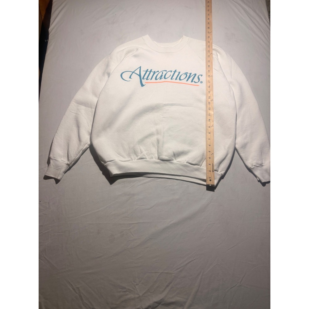 Vintage Fruit of the Loom Attractions Sweatshirt XL White 90s Graphic Pullover